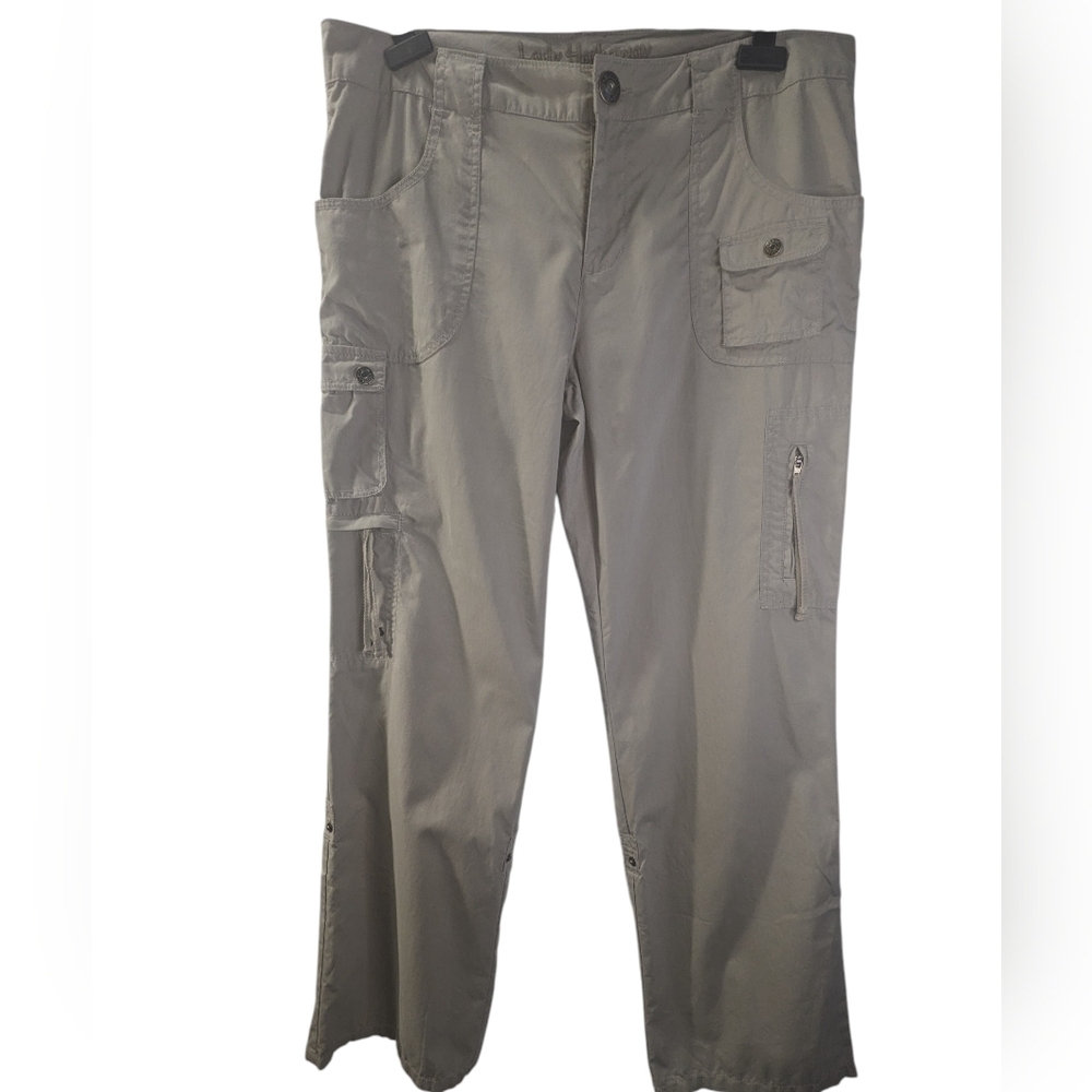 Lady Hathaway Women's Olive Green Cargo Utility Military Convertible Pants S 14